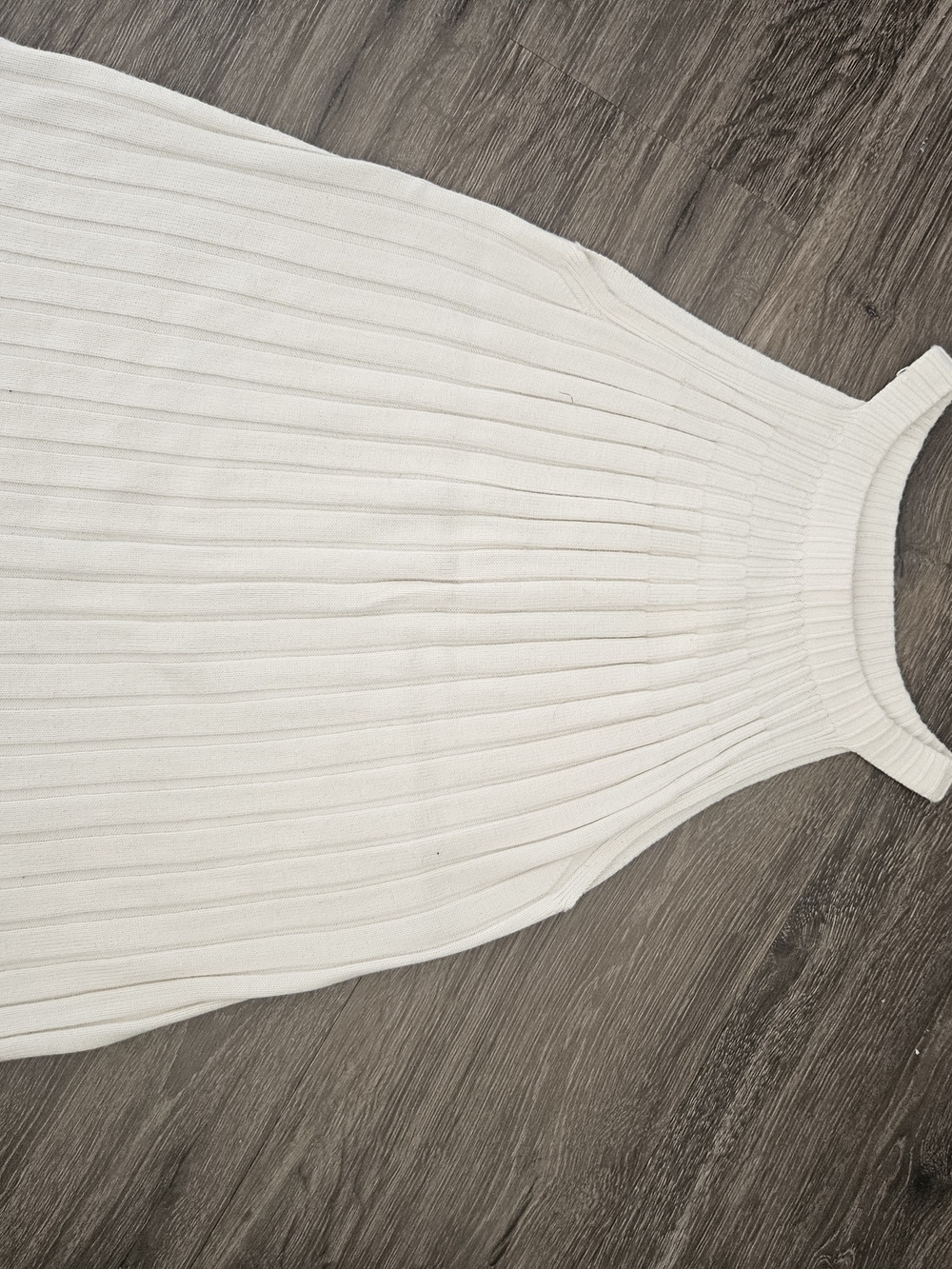 White  Ribbed Sleeveless Knit Top